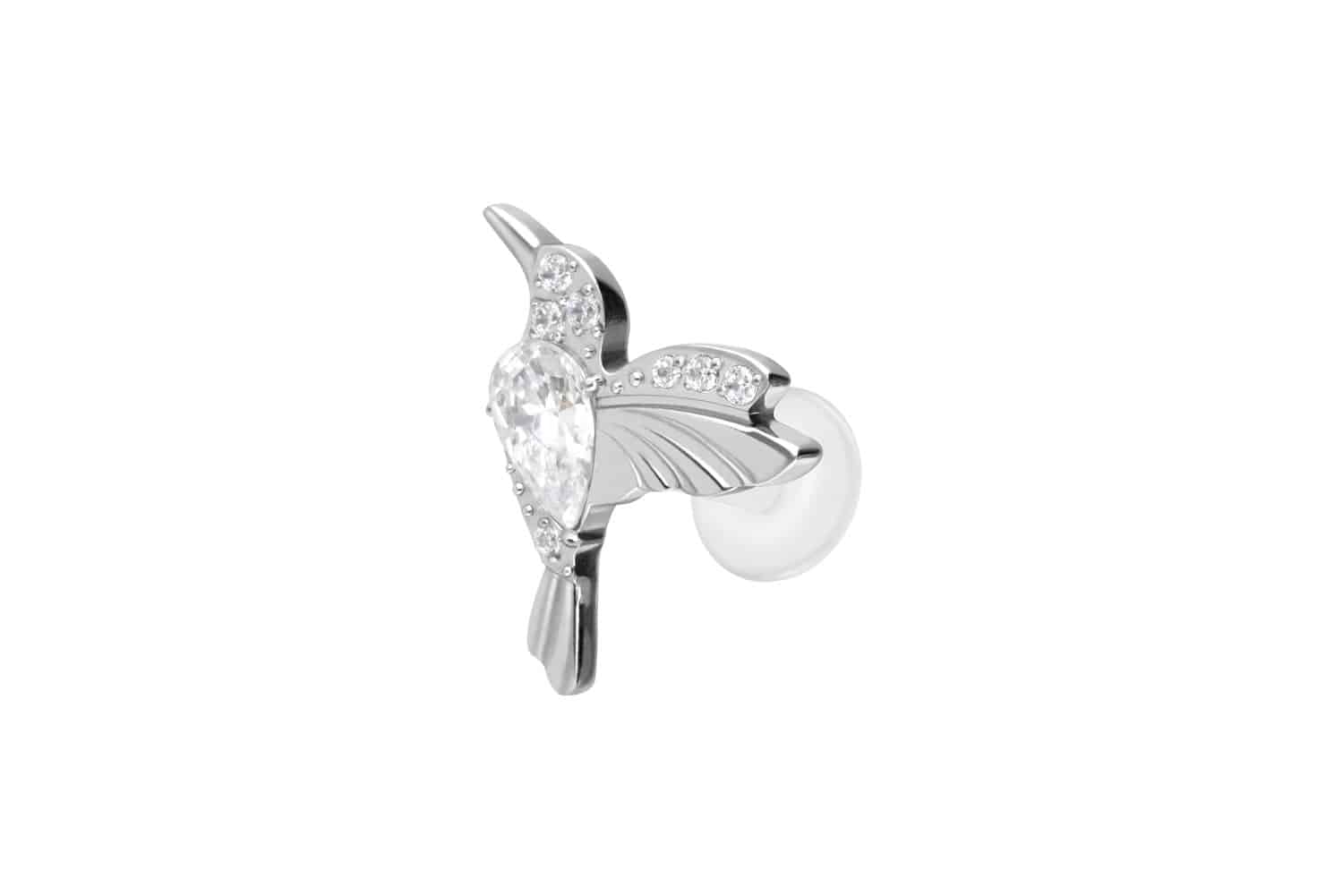 PTFE Labret Piercing mit Innengewinde + Titan-Aufsatz KOLIBRI